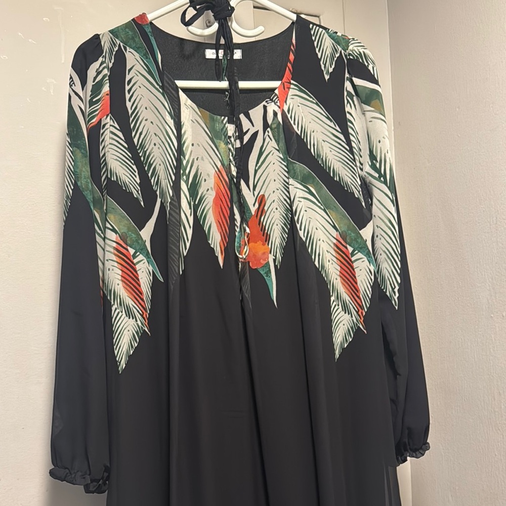 Tropical Black Maxi Dress